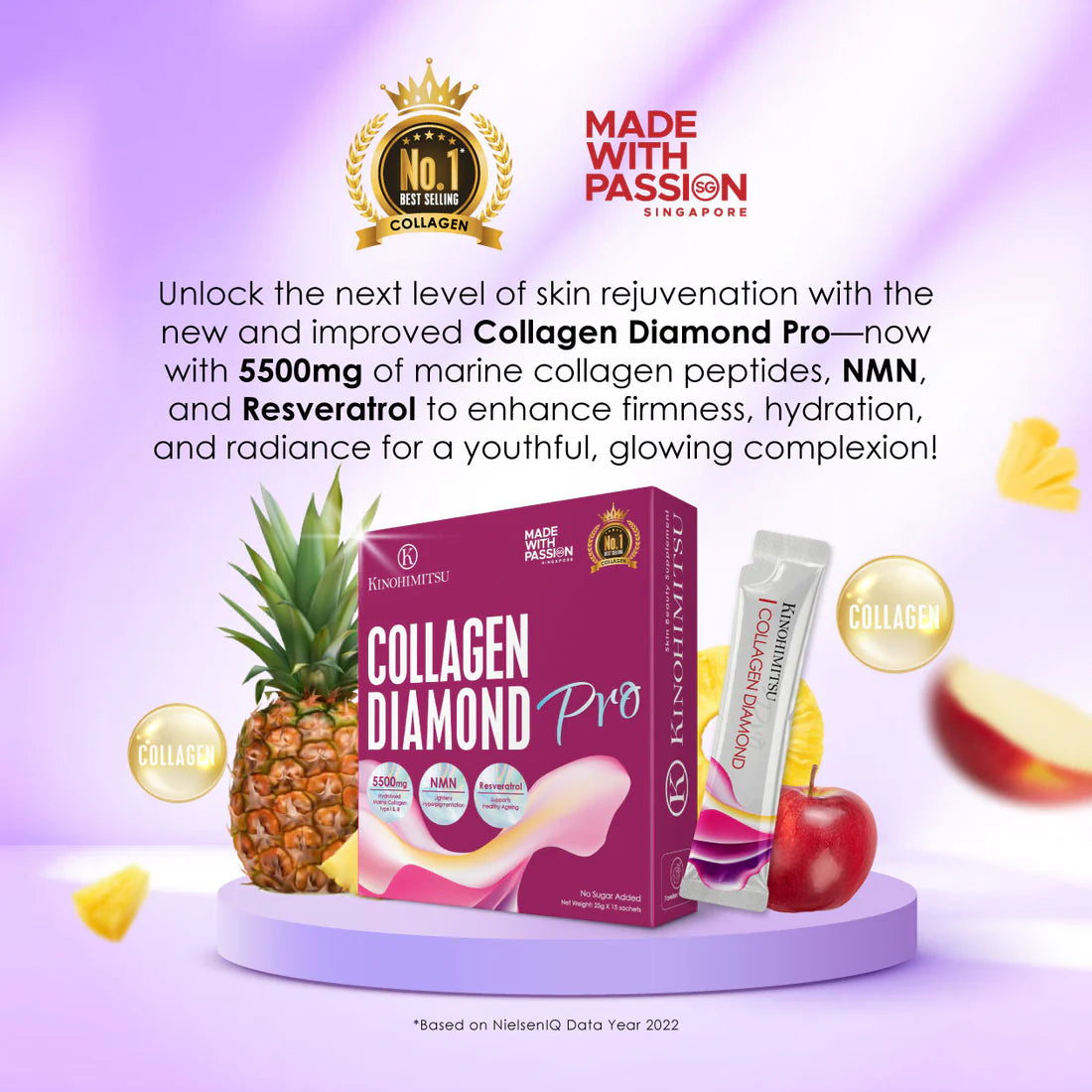 ❤️Buy 3 get 1 Free❤️ Kinohimitsu NMN Collagen Diamond Drink 5300mg Pro (15s/box)