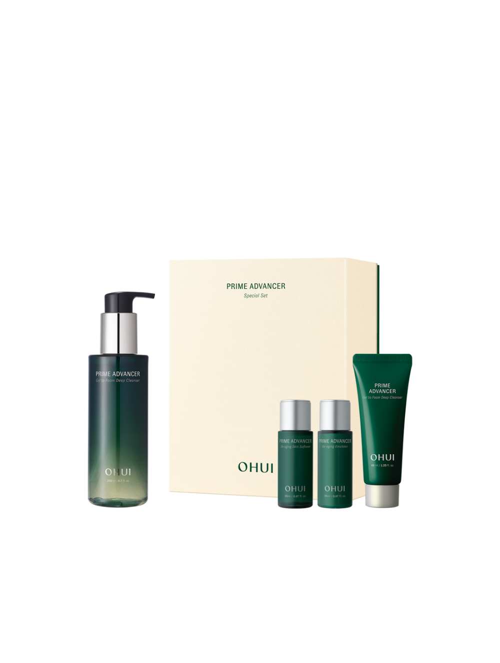 OHUI Prime Advancer Gel to Foam Deep Cleanser Special Set