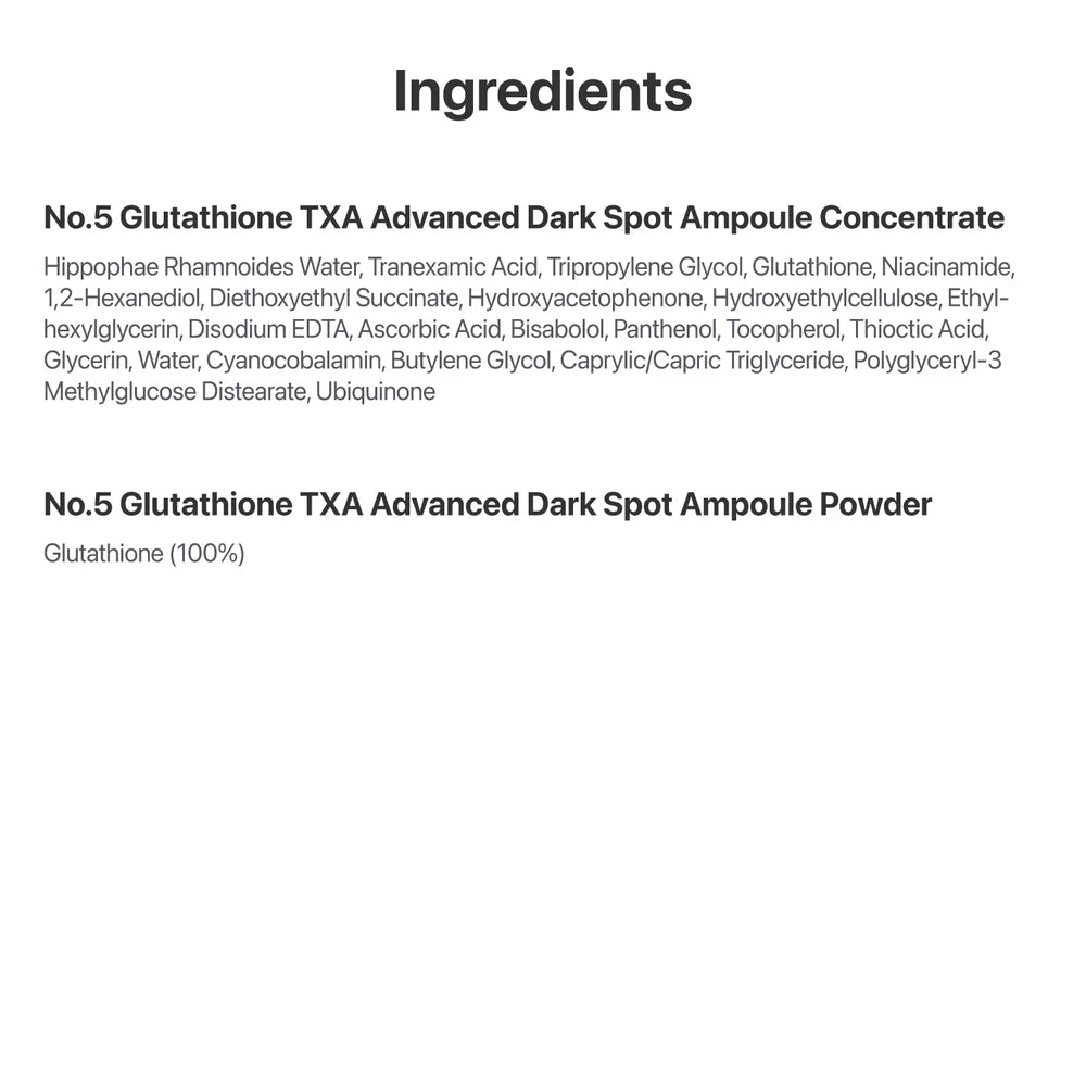 No.5 Glutathione TXA Advanced Dark Spot Ampoule Concentrate