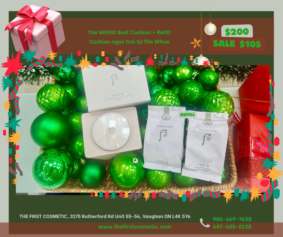 💥Gongjinhyang seol Whitening Moisture Glow Cushion Special Set 1 + 2 refills (SPF50+, PA+++)