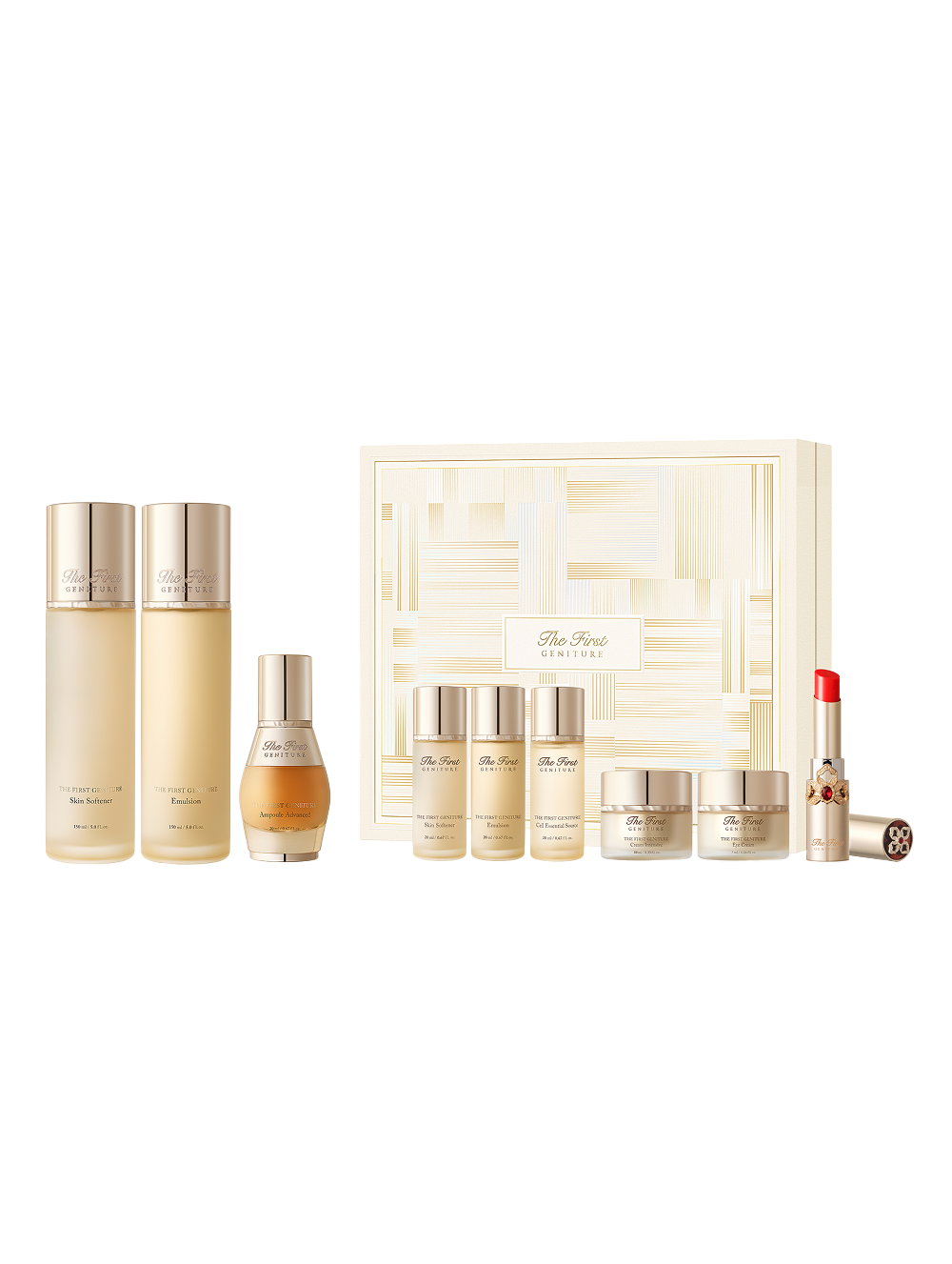 The First Geniture Signature Set (Skin Softener, Ampoule Advanced, Emulsion, Travel Size)