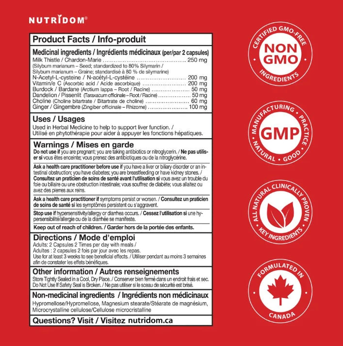 Nutridom Liver Care Detox Formula 60 Capsules