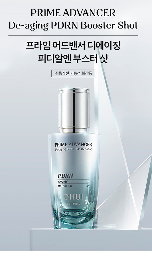 OHUI Prime Advancer De-Aging PDRN Booster Shot Ampoule (50ml + 50ml + face wash 40ml)